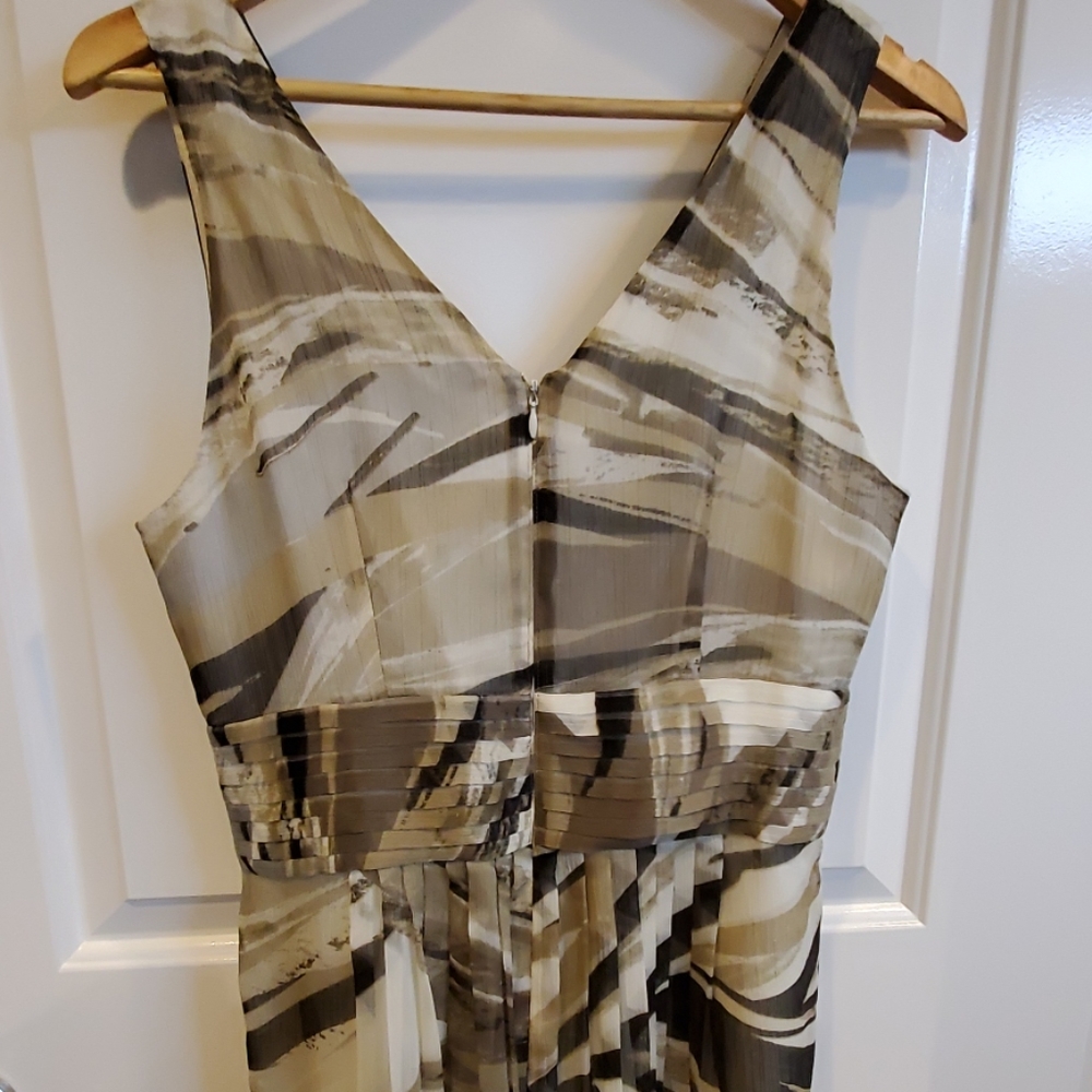 Banana Republic Cream, Black & Gray Striped Midi Dress - Picture 4 of 5